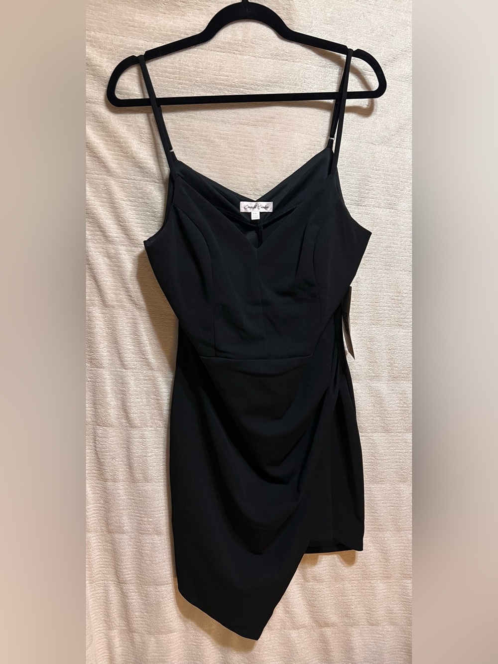 Emerald Sundae Black Asymmetrical Ruched Cocktail Dress NWT XXL